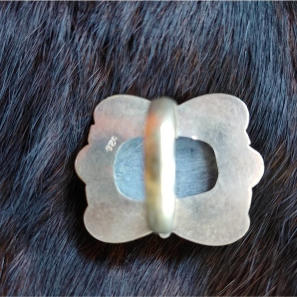 Sterling Silver black druzy ring Indian Chunky Big cocktail retro boho gypsy 8 - Picture 2 of 6